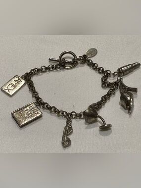 Silver Charm Bracelet with Cocktail & Book Charms